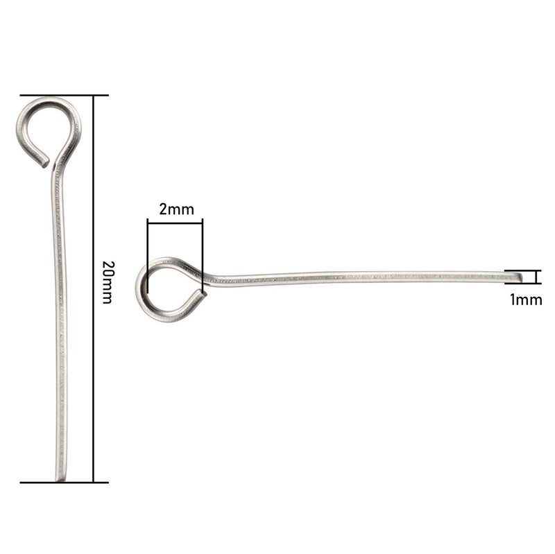 Tegg Eye Pin 200PCS 0.8inch/20mm 304 Stainless Steel Open Eyepins Headpins for Jewelry Necklace Making - Image 4
